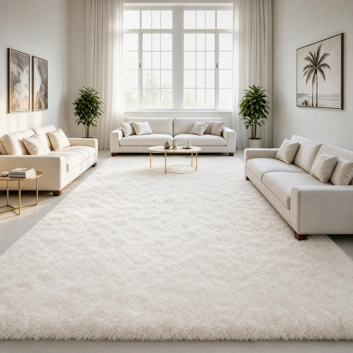 LOCHAS Area Rugs Fluffy Living Room Carpets for Kids Bedroom 6x9, Cream