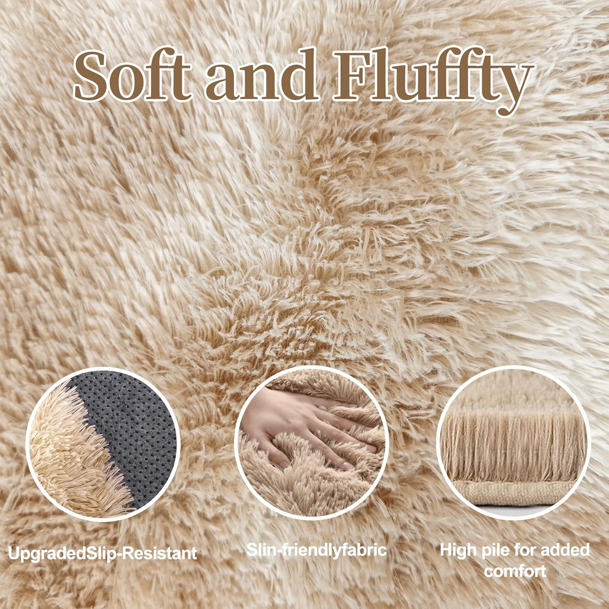 8x10 ft Area Rugs for Living Room Bedroom, Beige Tie-dye Non-Slip Soft Fluffy Shag Carpet, Large Bedside Indoor Floor Area Rug for Kids Girls and Boys, Dorms, Nursery Rooms, Home Decor Aesthetic