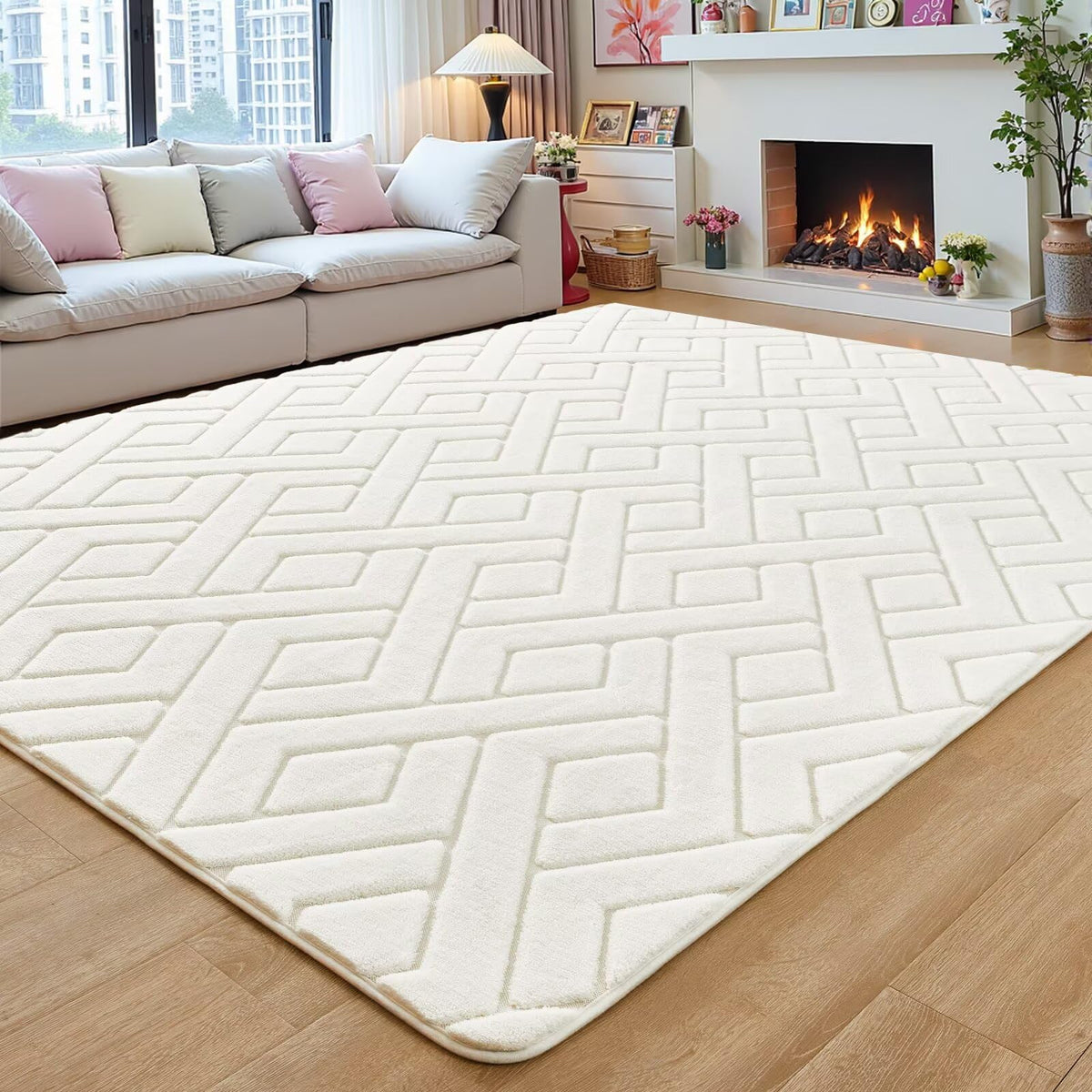 5x7 Black Fluffy Shag Area Rug for Living Room Bedroom
