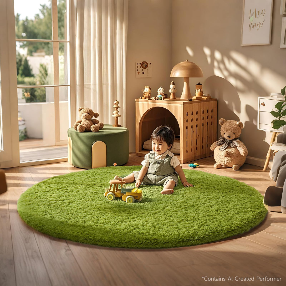 Ophanie 8x10 Area Rugs for Living Room, Washable Non-Slip Fluffy Soft Large Shag Bedroom Carpet, Ivory Big Indoor Nursery Rug, Carpets for Boy and Girls Room Dorm Decor with Over 99 pcs Pile fibers