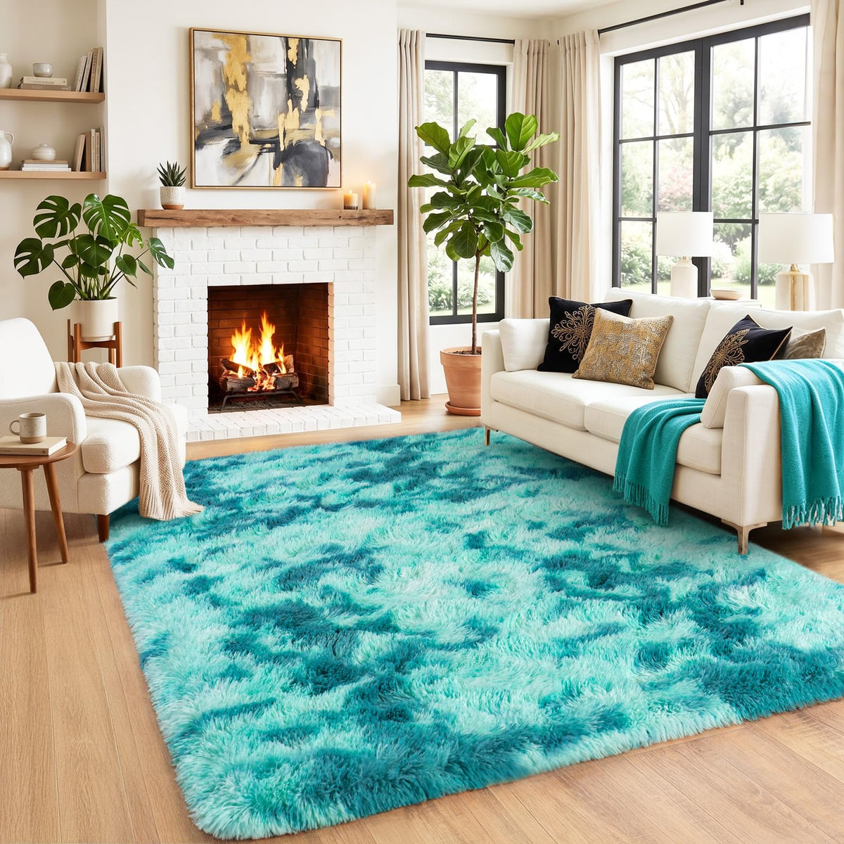 8x10 Area Rugs for Living Room, Ultra Soft Large Shag Black Bedroom Rug Upgrade Non-Slip Plush Modern Fluffy Carpet for Kids Boys Girls Room Home Decor Aesthetic