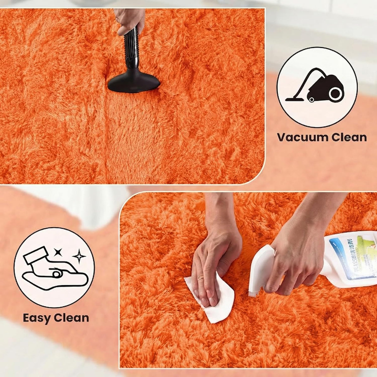 Orange 8x10 Area Rugs for Living Room Bedroom, Soft Plush Fluffy Large Rug