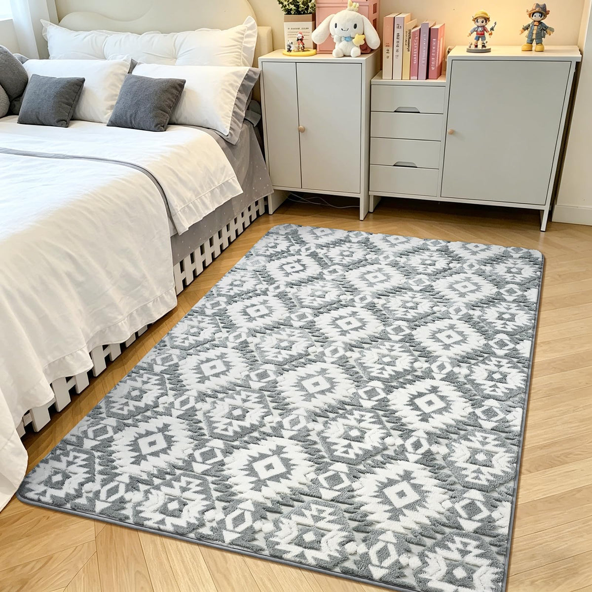 5x7 Black Fluffy Shag Area Rug for Living Room Bedroom