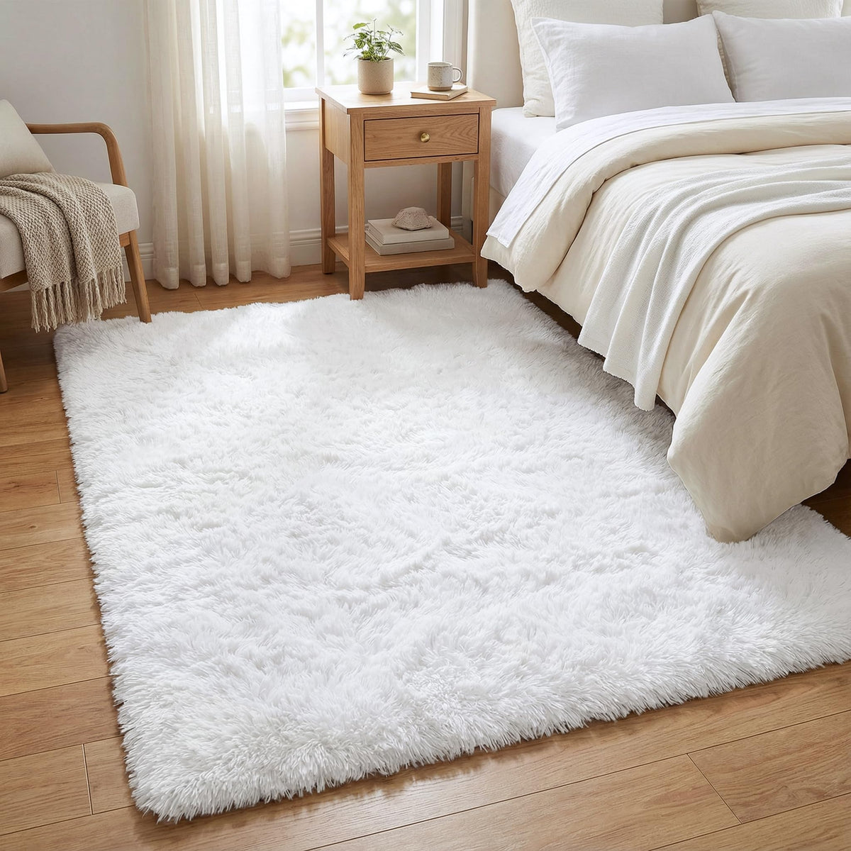 Merelax Soft Modern Indoor Large Shaggy Rug for Livingroom Bedroom Dorm Kids Room Home Decor, Non-Slip Plush Fluffy Furry Fur Area Rugs Comfy Nursery Accent Floor Carpet 9x12 Feet, Black