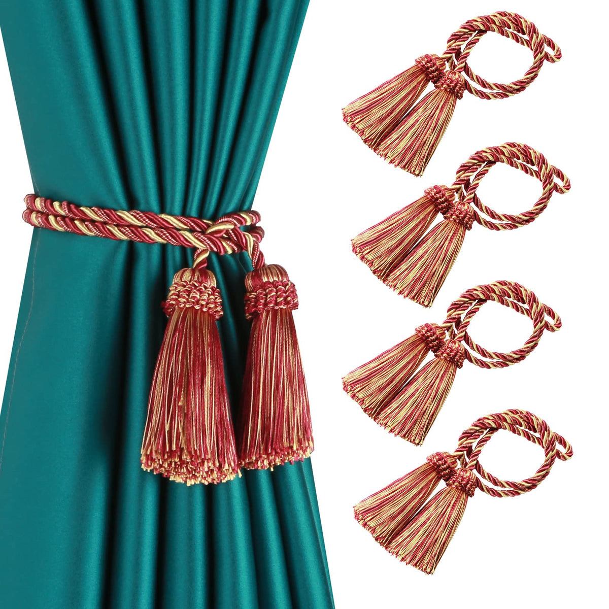 Curtain Tiebacks Handmade Curtain Holdbacks Rope with Tassel