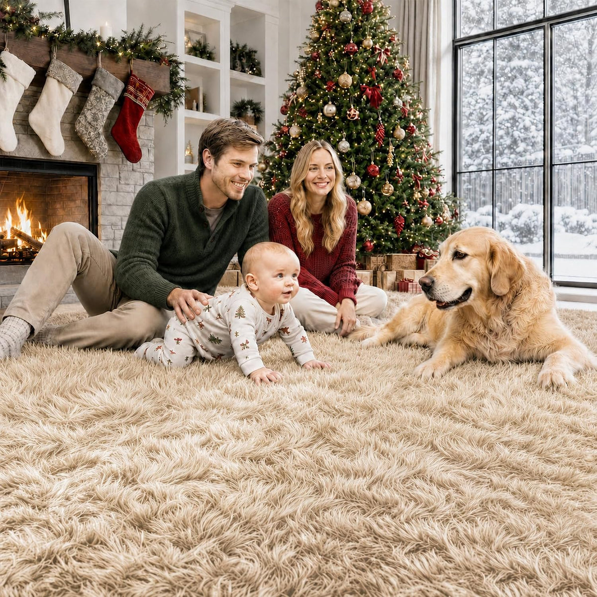 8x10 Area Rugs for Living Room: Soft Camel Fluffy Rug Shag Washable Rug Plush Fuzzy Indoor Carpet for Bedroom Nursery Playroom Girls Boys Kids Room (Camel, 8'x10')