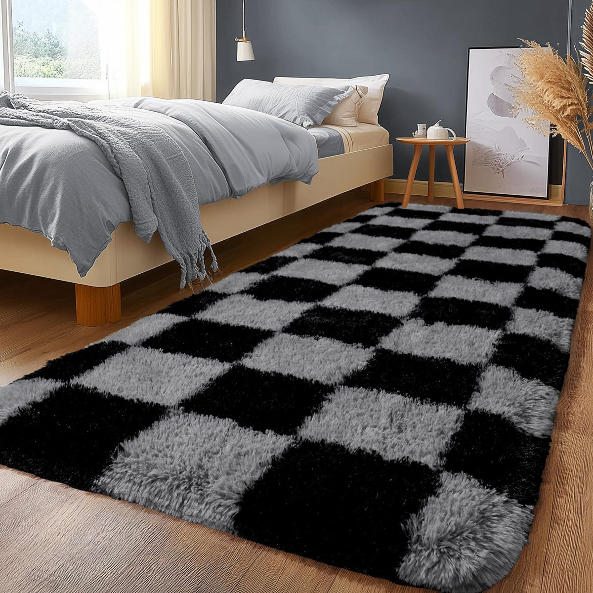 8x10Ft Soft Shaggy for Living Room, High Pile Fluffy Rugs Blush Area Rug