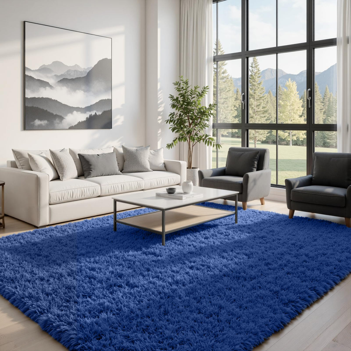8x10 Fluffy Shag Area Rugs for Living Room Bedroom: Soft Carpet Gray Camel