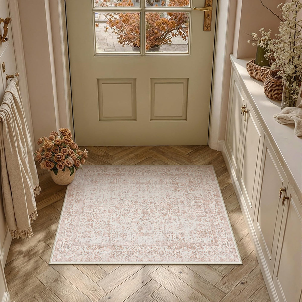 PureCozy Gray Area Rug 8x10 Vintage Floral