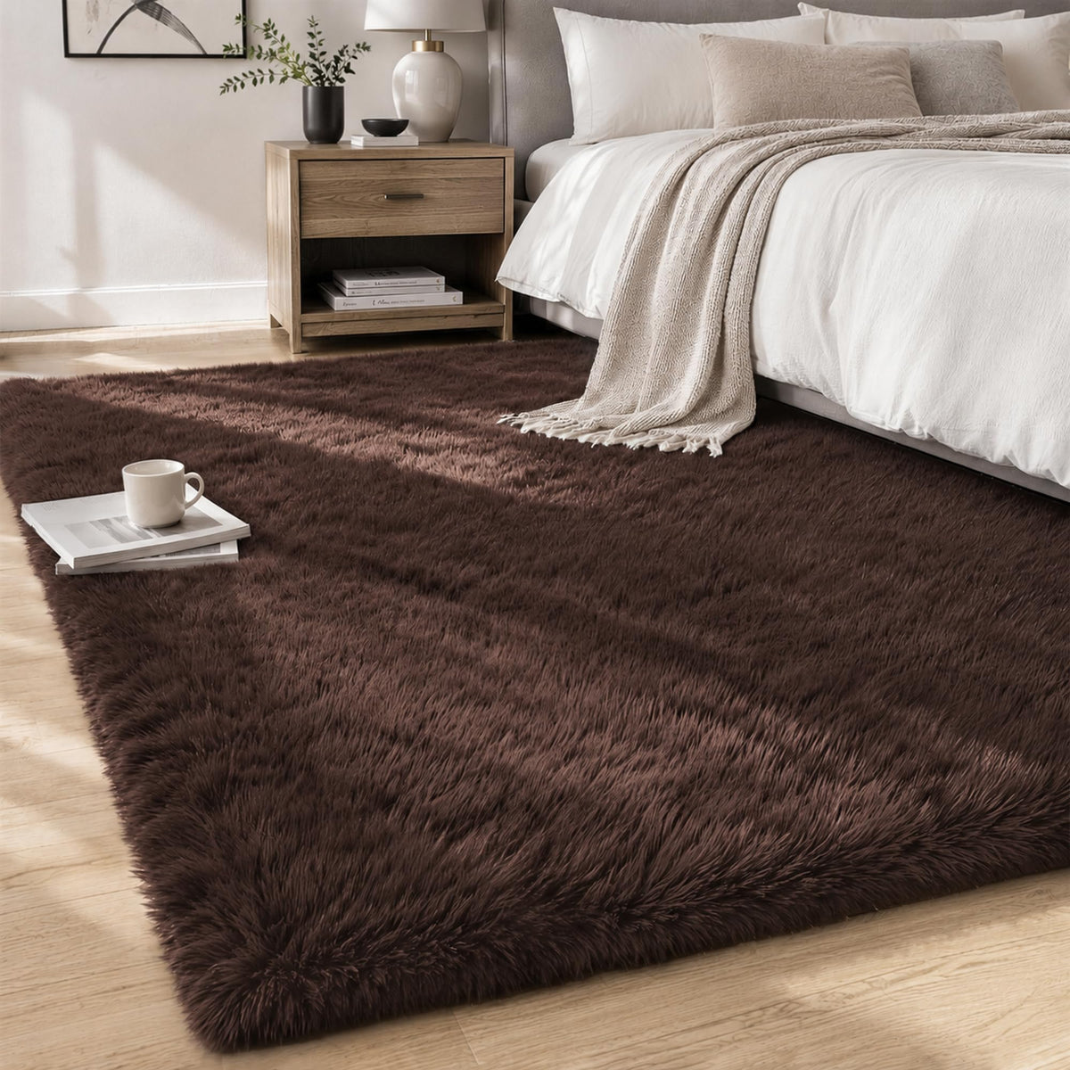 8x10 Area Rugs for Living Room Bedroom,Ultra Soft Fluffy Shag Rug Grey