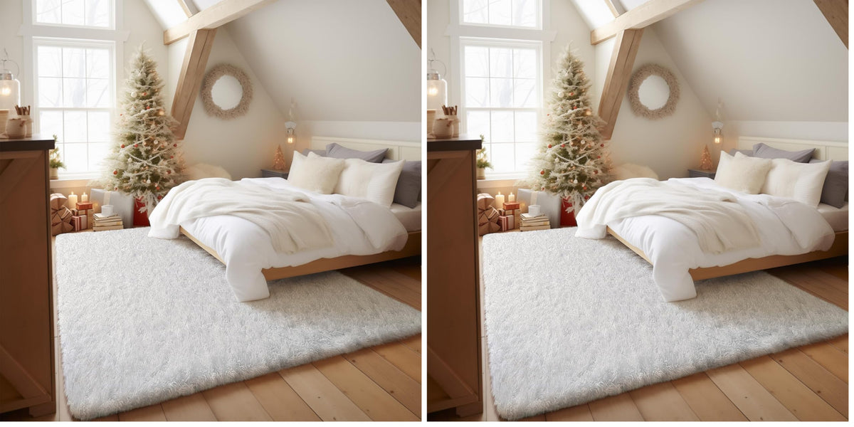 Ophanie 8x10 Area Rugs for Living Room, Washable Non-Slip Fluffy Soft Large Shag Bedroom Carpet, Ivory Big Indoor Nursery Rug, Carpets for Boy and Girls Room Dorm Decor with Over 99 pcs Pile fibers