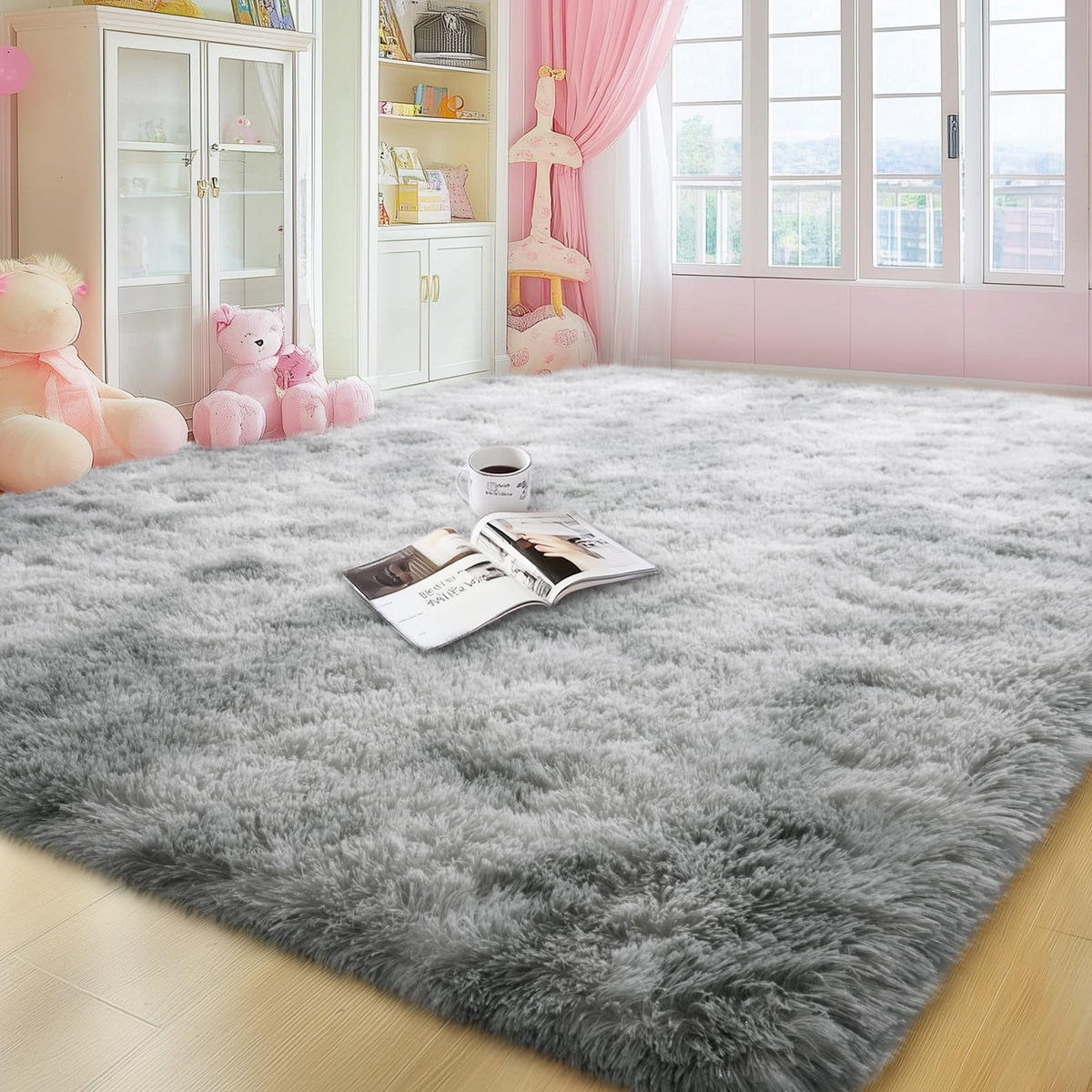 qulint Large Area Rug for Living Room 10x14, Fluffy Tan Rug for Bedroom