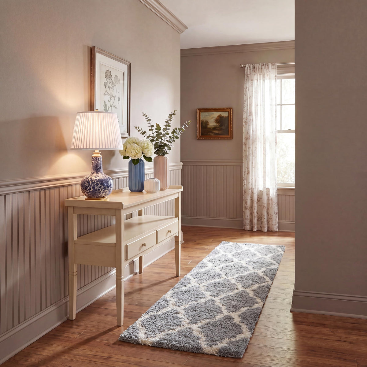 SAFAVIEH Dallas Shag Collection 8' x 10' Beige/Ivory SGD257D Trellis Non-Shedding Living Room Bedroom Dining Room Entryway Plush 1.5-inch Thick Area Rug