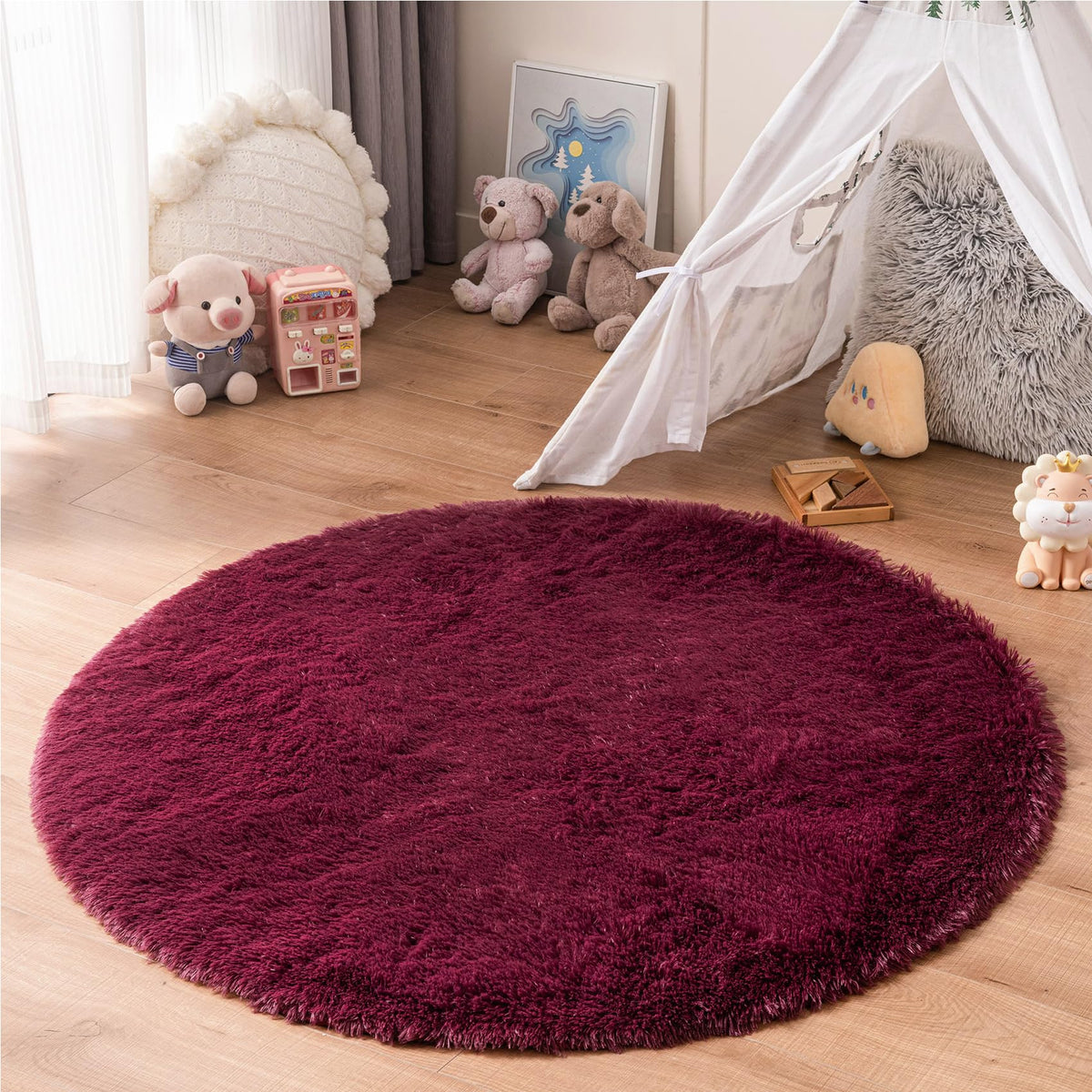 duduta Navy Blue Fluffy Bedroom Rug 3x5 ft, Tie-Dye Shag Plush Area Rug