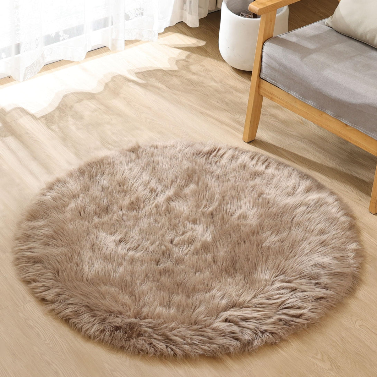 ORINOVA Beige Shag Faux Sheepskin Washable 4X6 Fur Rug for Living Room Bedroom Fluffy Furry Area Rug Rectangle Nursery Decor Rug