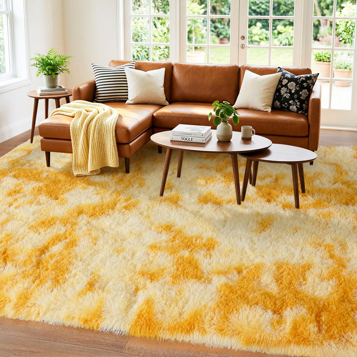 Pionblank 8x10 Rug for Living Room, Fluffy Large Area Rug, Cream White
