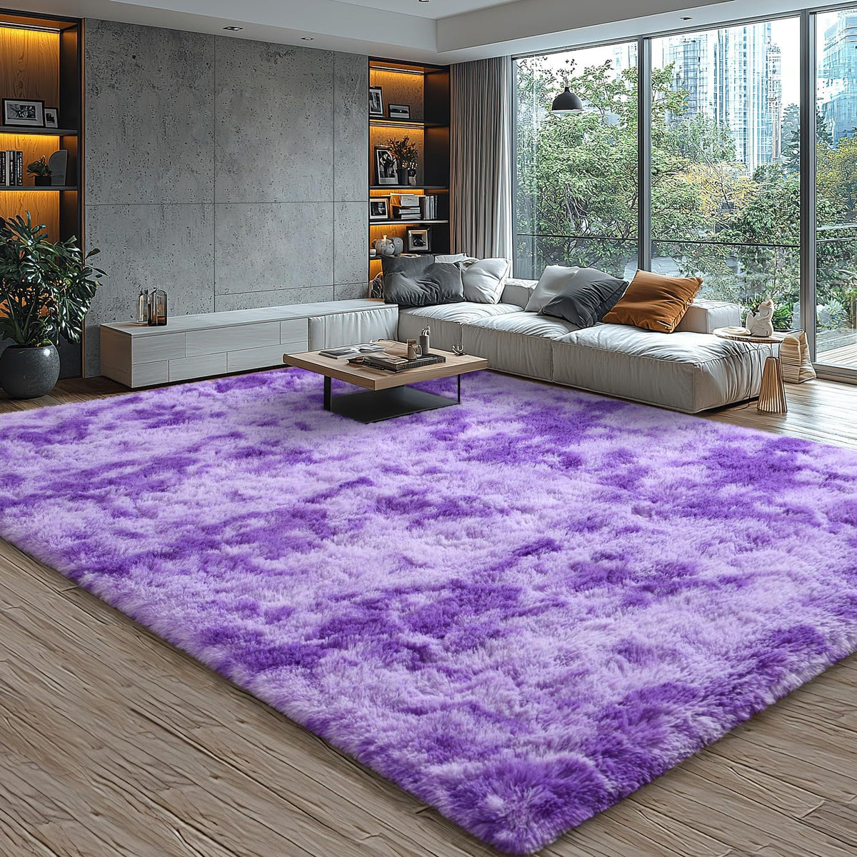 EVOIONOS Area Rug for Bedroom Living Room, Machine Washable 5x7 Fluffy Shag Rug, Soft Plush Non Slip Carpet for Indoor Floor Bedside Nursery Kids Girls Room Dorm, Home Decor Aesthetic, ‌Tie-Dye Camel
