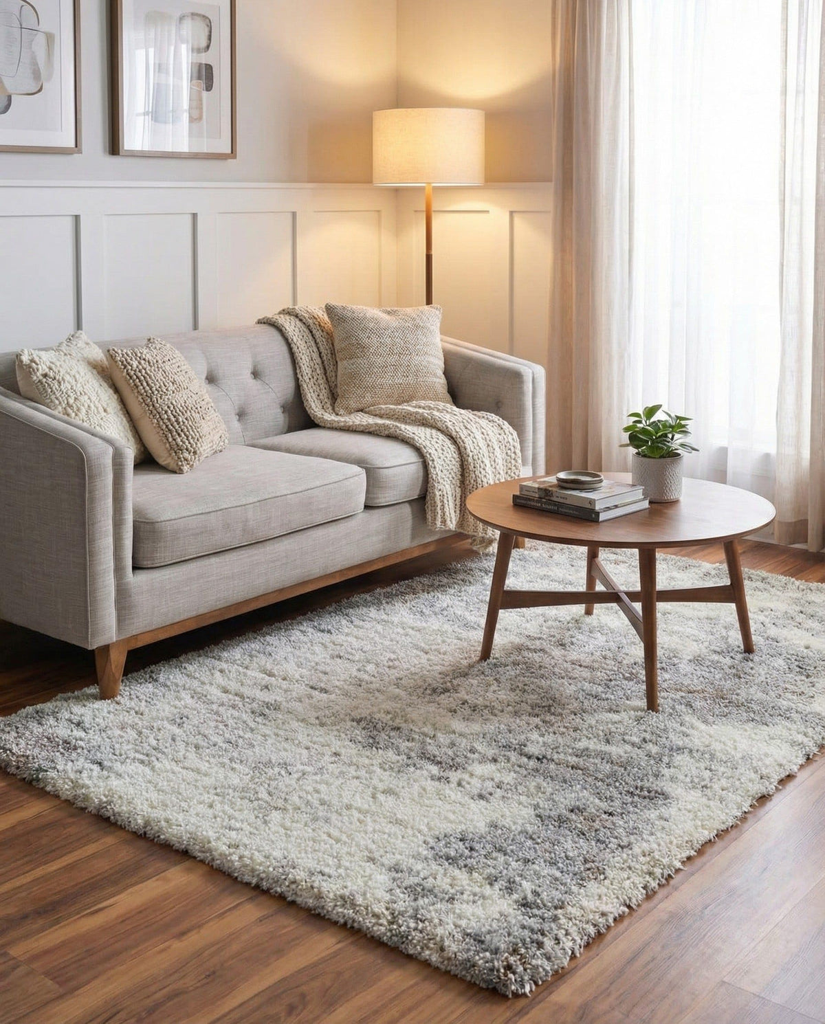 Rugs.com - Soft Touch Shag Rug – 7' 1 x 10' Khaki Shag Rug – Plush Easy-Clean Area Rug, Ideal for Bedrooms, Living Rooms, and Offices