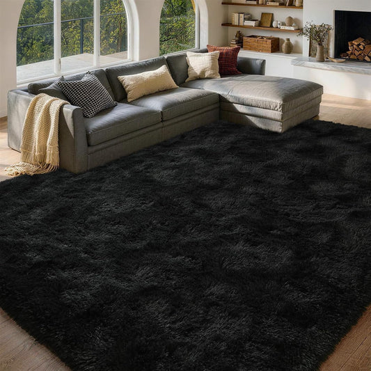 8x10 Area Rugs for Living Room Fluffy Carpet(Black)