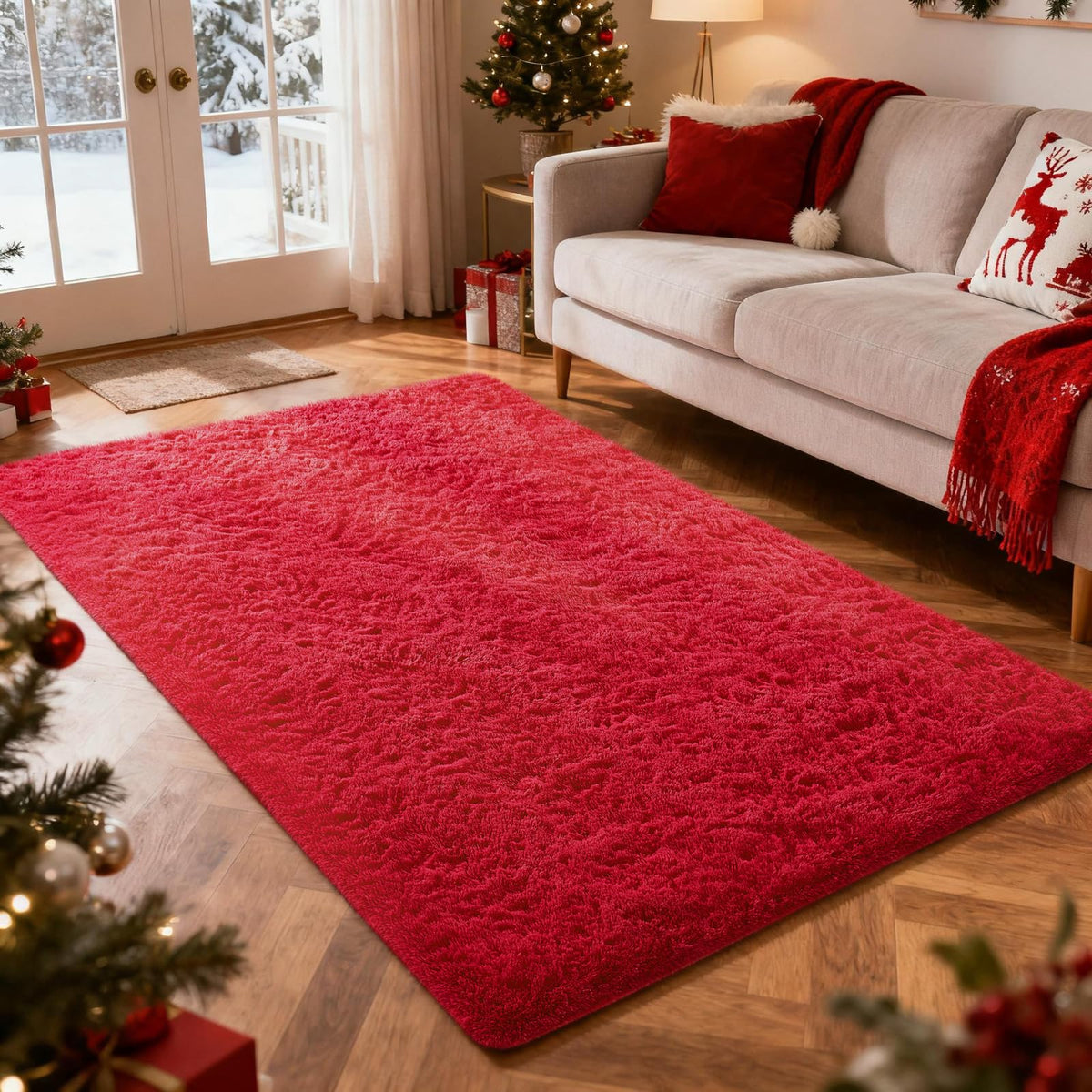 Ophanie 8x10 Area Rugs for Living Room, Washable Non-Slip Fluffy Soft Large Shag Bedroom Carpet, Ivory Big Indoor Nursery Rug, Carpets for Boy and Girls Room Dorm Decor with Over 99 pcs Pile fibers