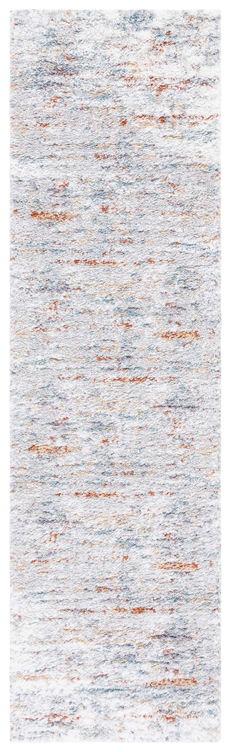 SAFAVIEH Area Rug 8x10 - Berber Shag Collection - Large - Blue Rust & Ivory, Modern Design, Non-Shedding & Easy Cleaning, Plush Thick Pile, Ideal for Living Room, Bedroom, Dining Space (BER577A)