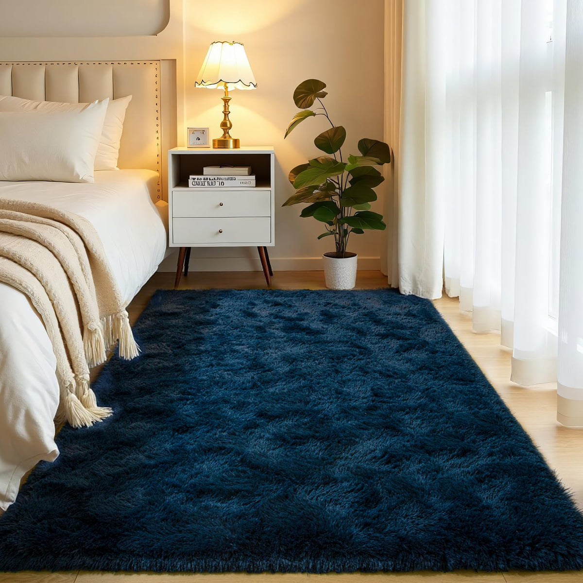 Softlife Dark Purple Area Rug for Bedroom, Fluffy Shag Plush 3x5 Rugs for Living Room Girls, Shaggy Throw Soft Fuzzy Small Kids Carpet for Dorm Bedside Ultra Cozy Non-Slip Indoor Decor