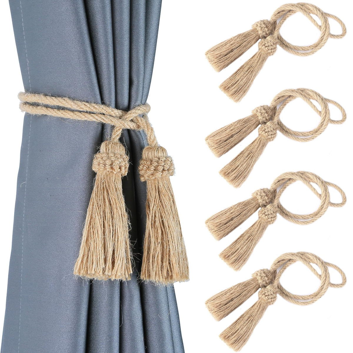 Curtain Tiebacks Handmade Curtain Holdbacks Rope with Tassel