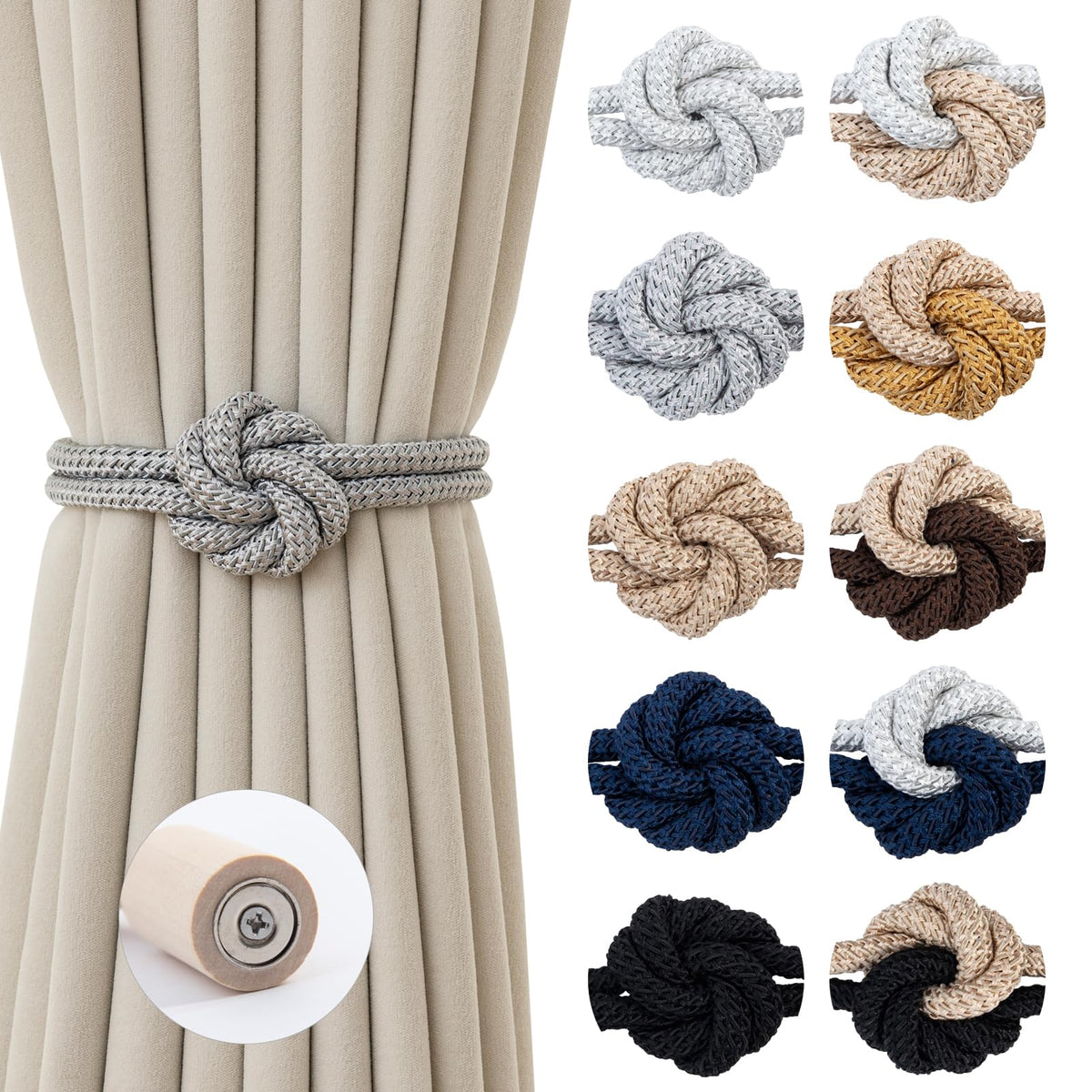 Magnetic Curtain Tiebacks Holdbacks Rope Curtain Tie Backs Outdoor Contoeey