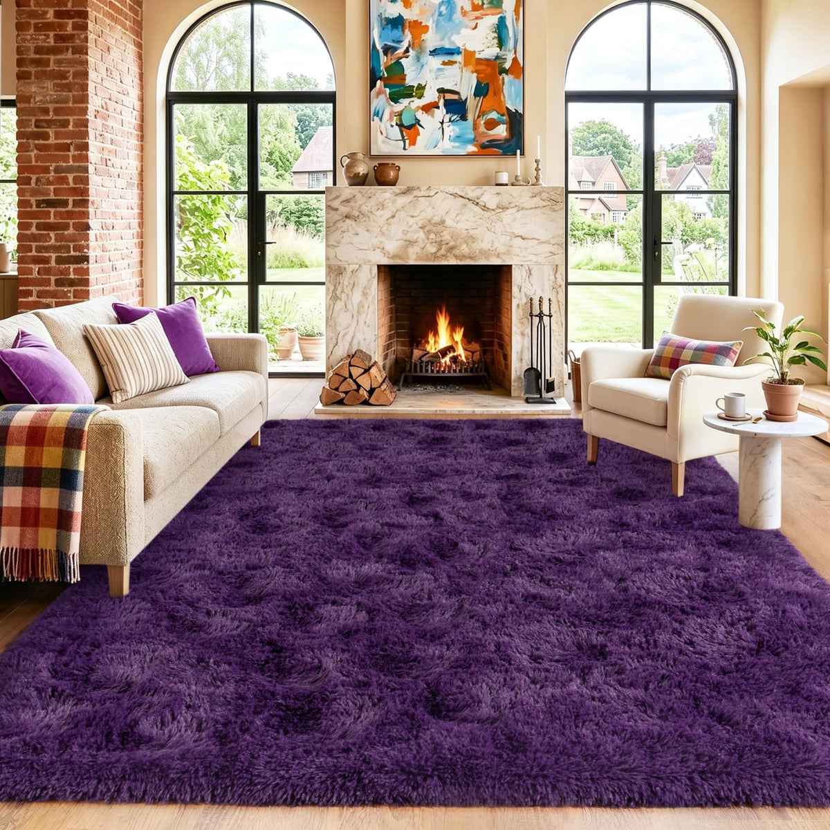 8x10 Area Rugs for Living Room, Ultra Soft Large Shag Black Bedroom Rug Upgrade Non-Slip Plush Modern Fluffy Carpet for Kids Boys Girls Room Home Decor Aesthetic