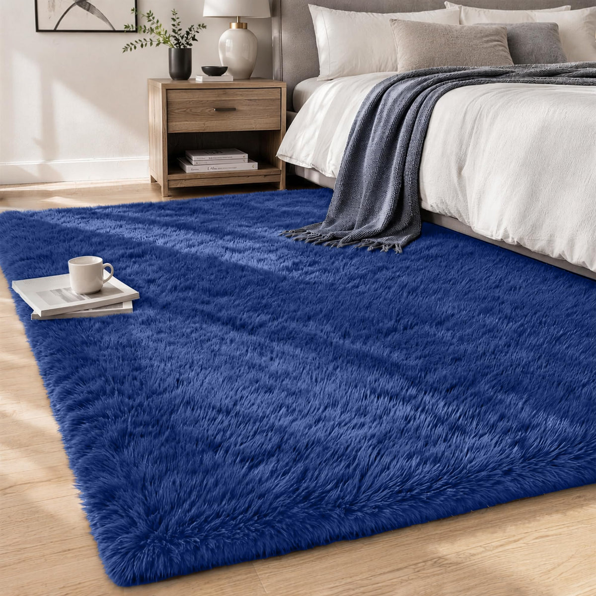 8x10 Area Rugs for Living Room Bedroom,Ultra Soft Fluffy Shag Rug Grey