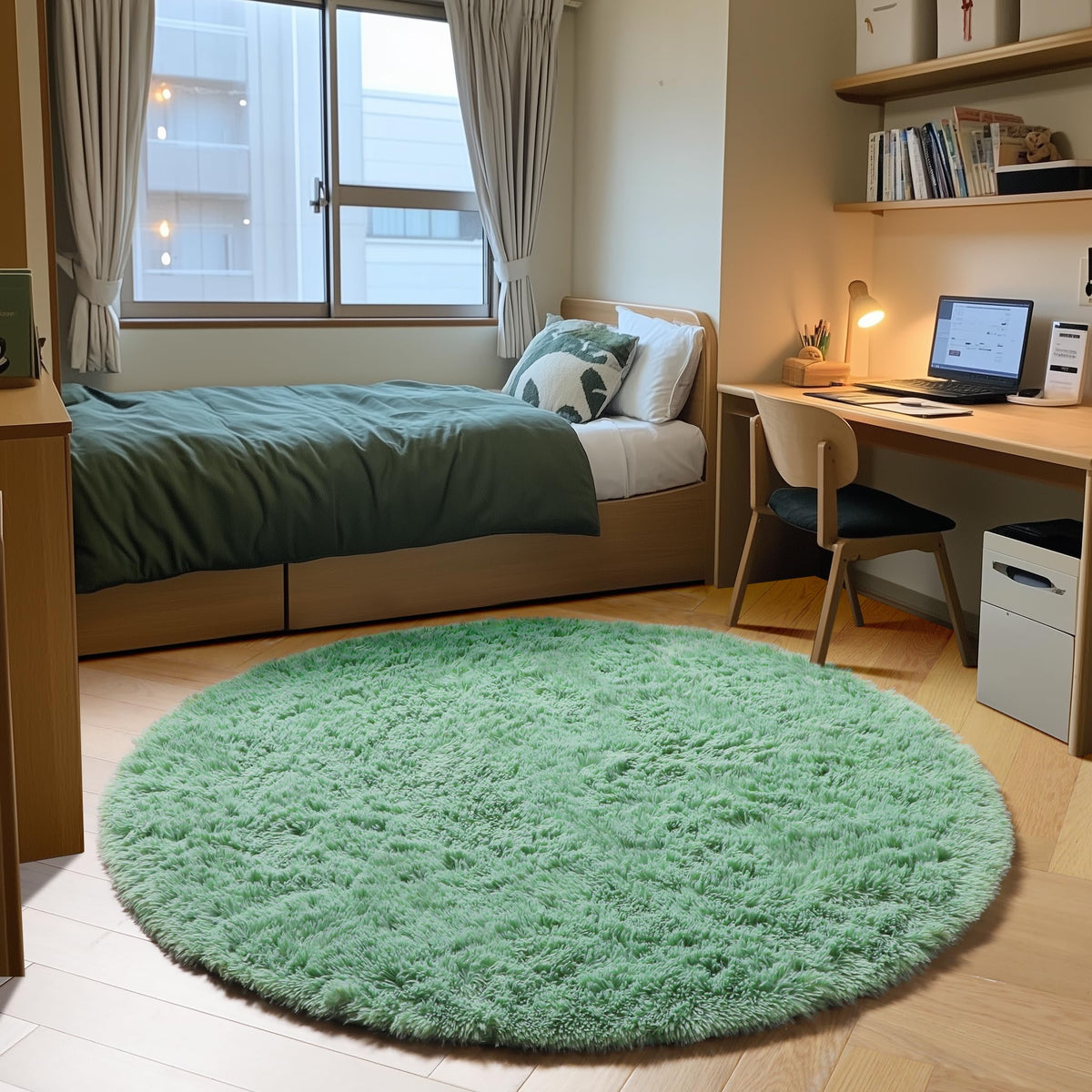Area Rugs for Living Room Bedroom, 5x8 Fluffy Tie-Dyed Light Grey Shag Rug