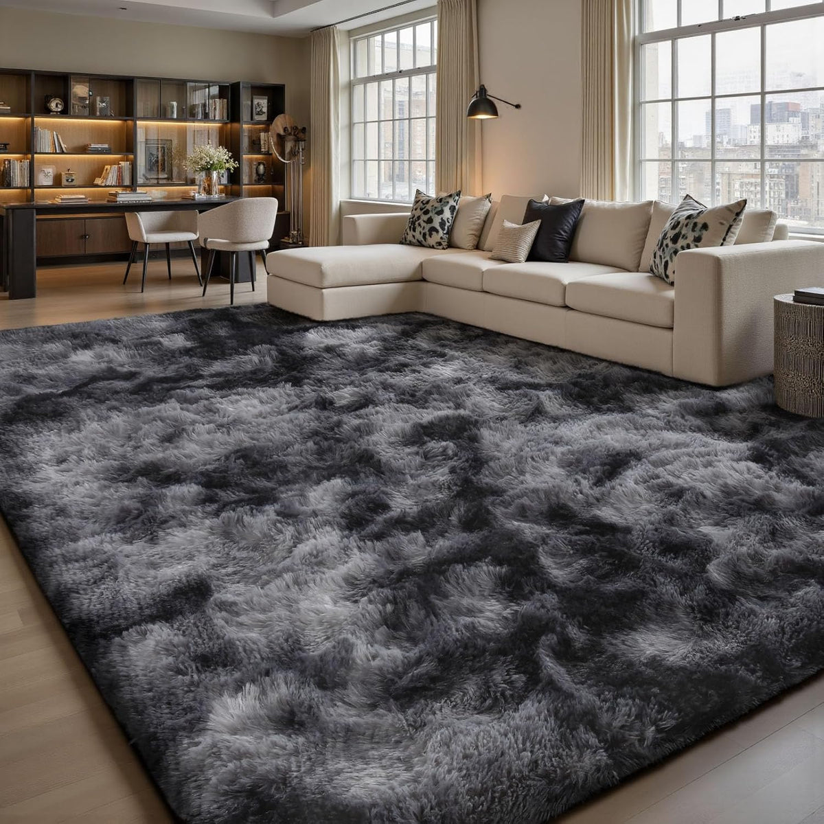 Sour Lemon 8x10 Area Rugs for Bedroom Living Room, Fluffy Shag Cream