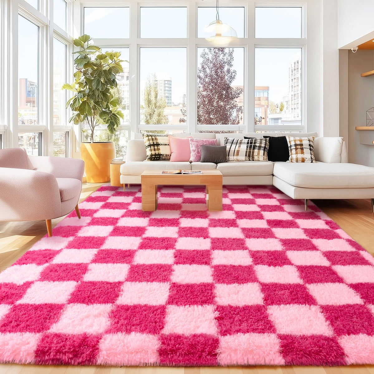8x10 Area Rugs for Living Room, Cream White Soft Fuzzy Large Shaggy Rug