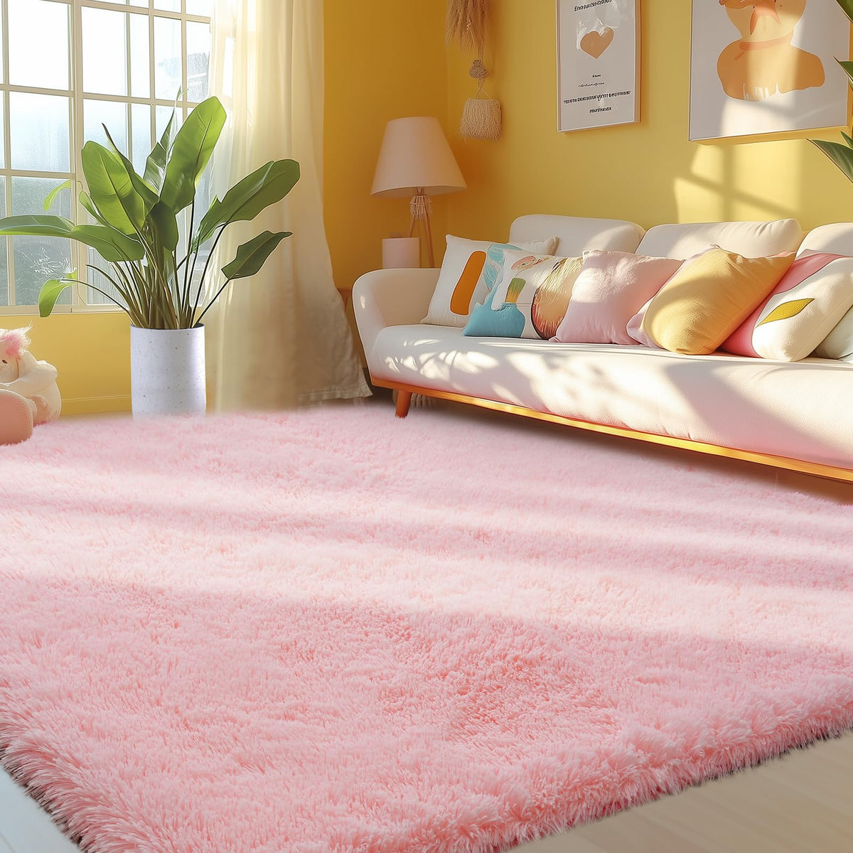 Topmaxcs Fluffy 8x10 Area Rug for Living Room – Grey Shag Plush Rugs