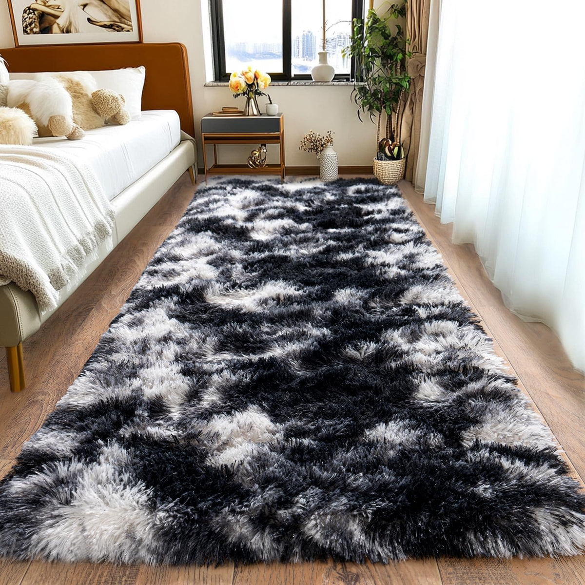 Pionblank 8x10 Rug for Living Room, Fluffy Large Area Rug, Cream White