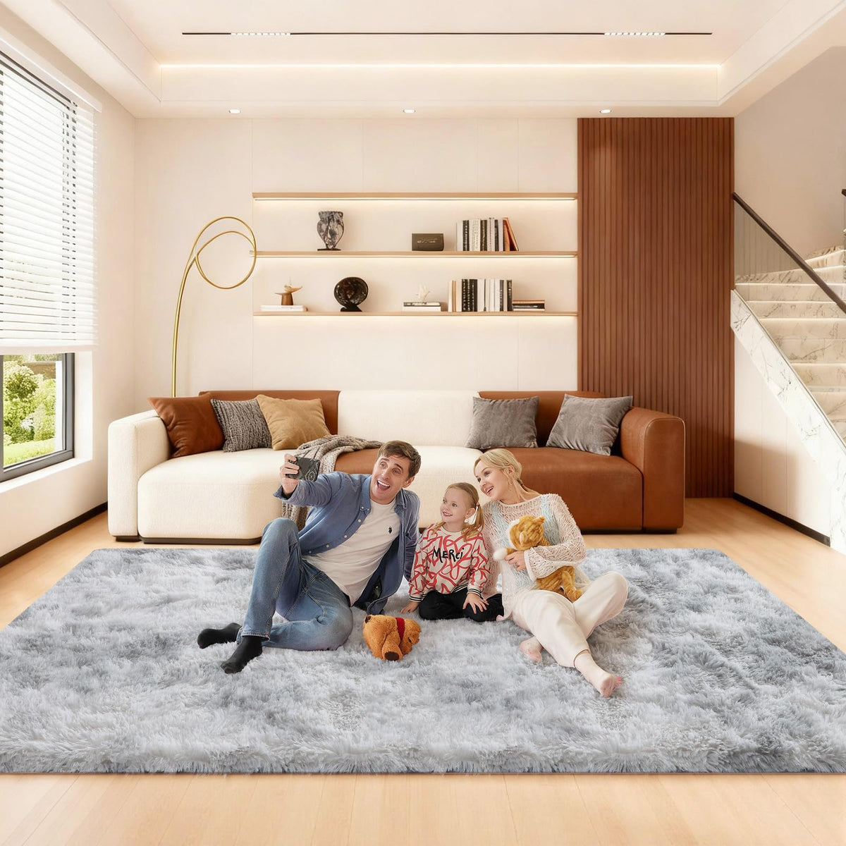 5x7 Large Fluffy Area Rugs for Living Room Bedroom, Light Tan