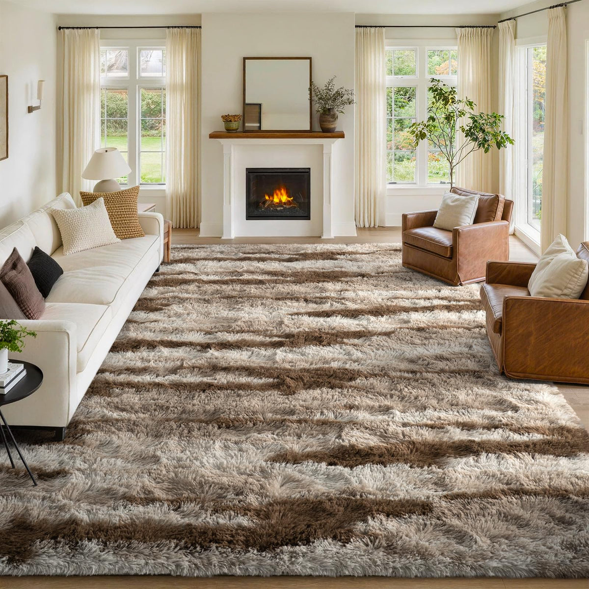 8x10 Area Rugs for Living Room Fluffy Carpet(Black)