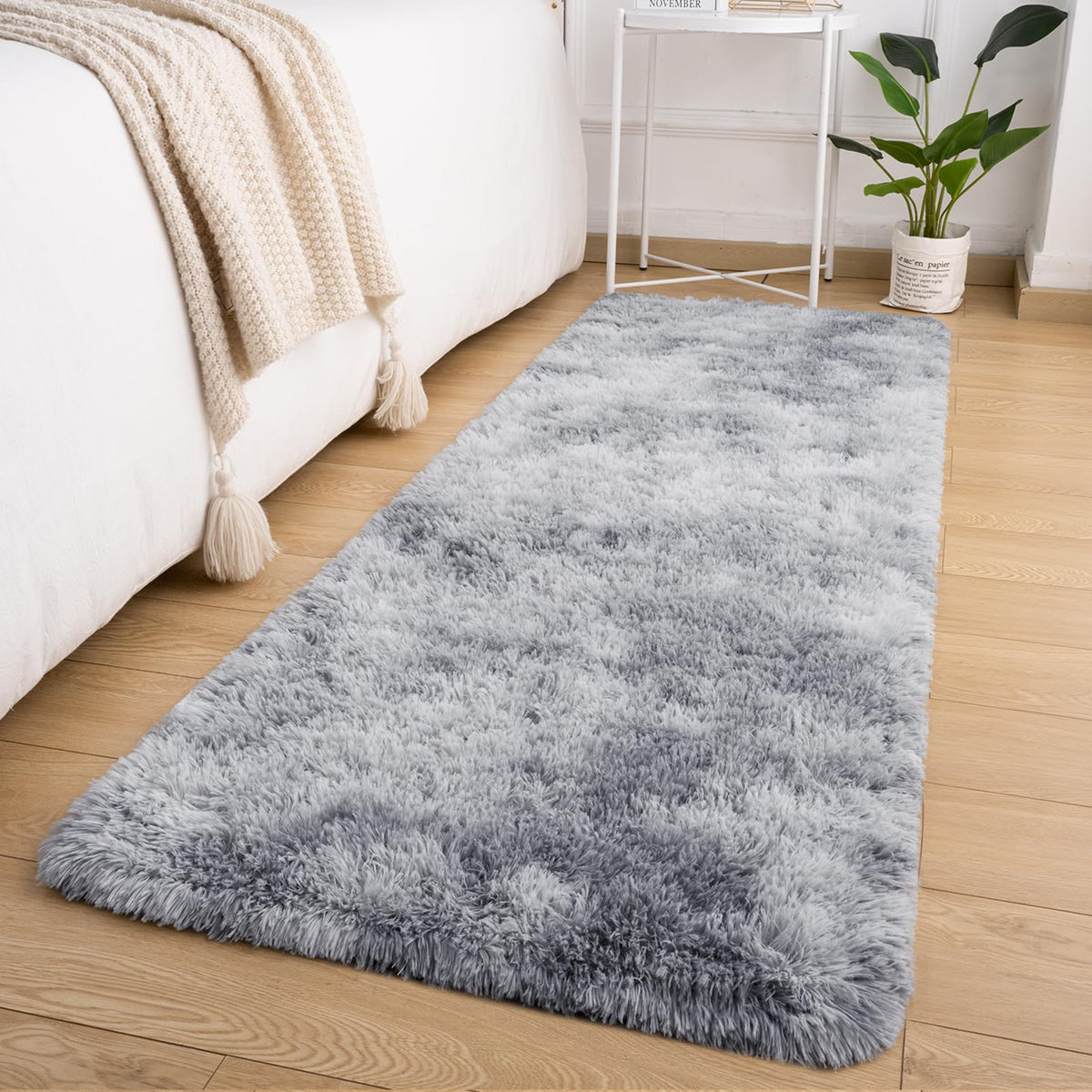 Softlife Dark Purple Area Rug for Bedroom, Fluffy Shag Plush 3x5 Rugs for Living Room Girls, Shaggy Throw Soft Fuzzy Small Kids Carpet for Dorm Bedside Ultra Cozy Non-Slip Indoor Decor
