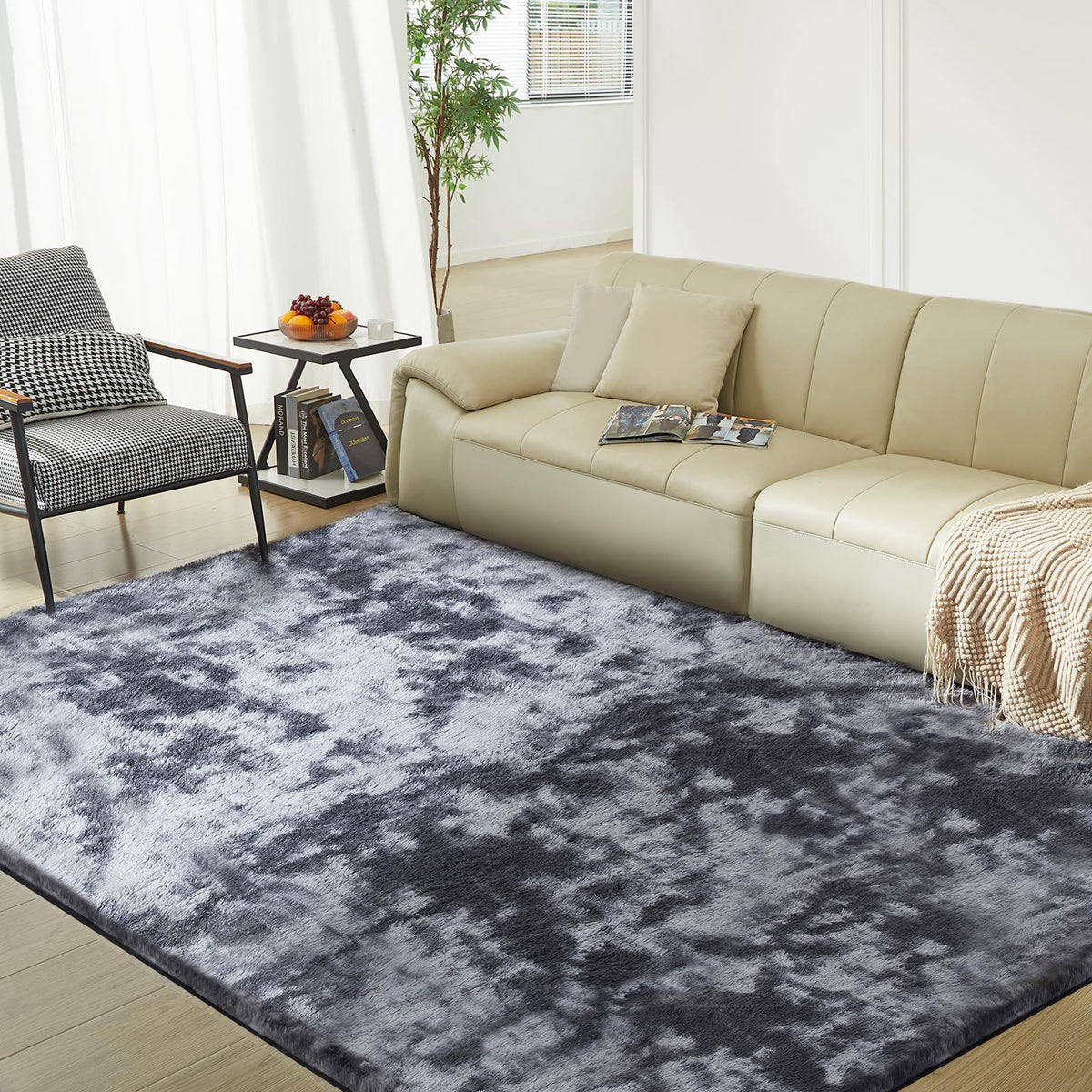 Ultra Soft Rug for Living Room, 8X10 Fluffy Shag Area Rug for Bedroom, Modern Shaggy Carpets Fuzzy Rug for Teens Dorm Nursery Home Decor Aesthetic, Upgrade Anti-Skid Durable, Cream White