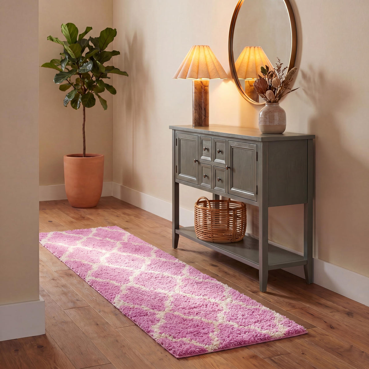 SAFAVIEH Dallas Shag Collection 8' x 10' Beige/Ivory SGD257D Trellis Non-Shedding Living Room Bedroom Dining Room Entryway Plush 1.5-inch Thick Area Rug