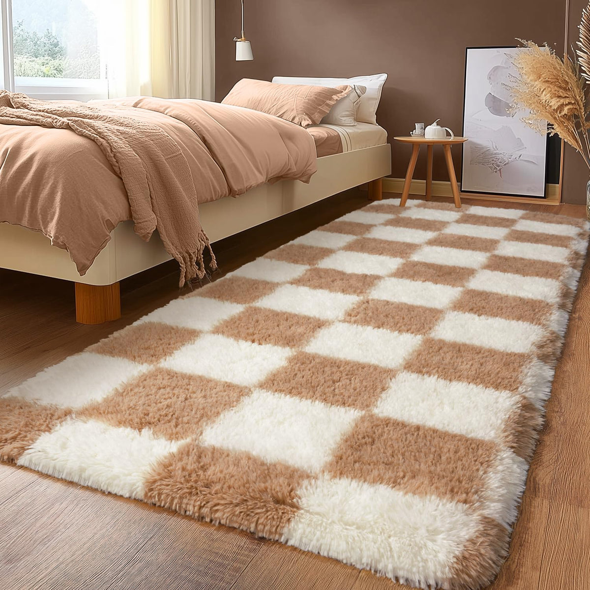 8x10Ft Soft Shaggy for Living Room, High Pile Fluffy Rugs Blush Area Rug