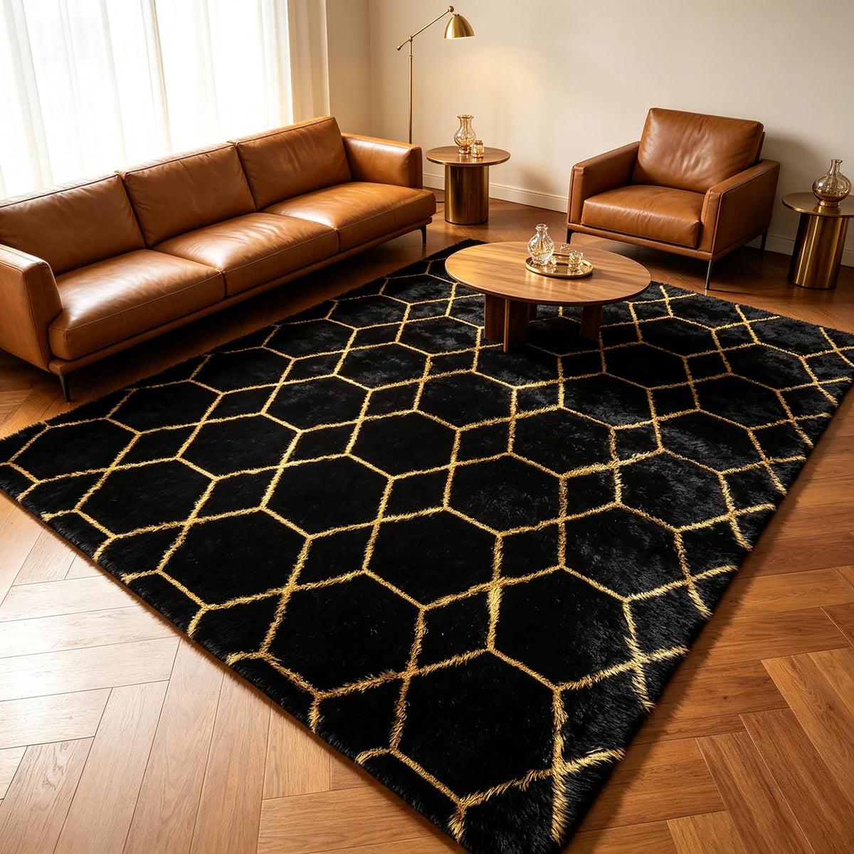 Area Rugs for Living Room Bedroom, 5x8 Fluffy Tie-Dyed Light Grey Shag Rug