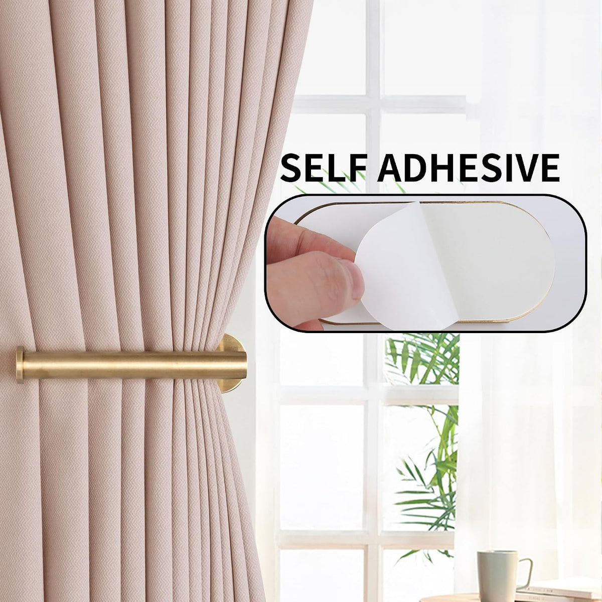 Groleca 2 Pack Adhesive Curtain Holdbacks Curtain Tie Backs, Gold
