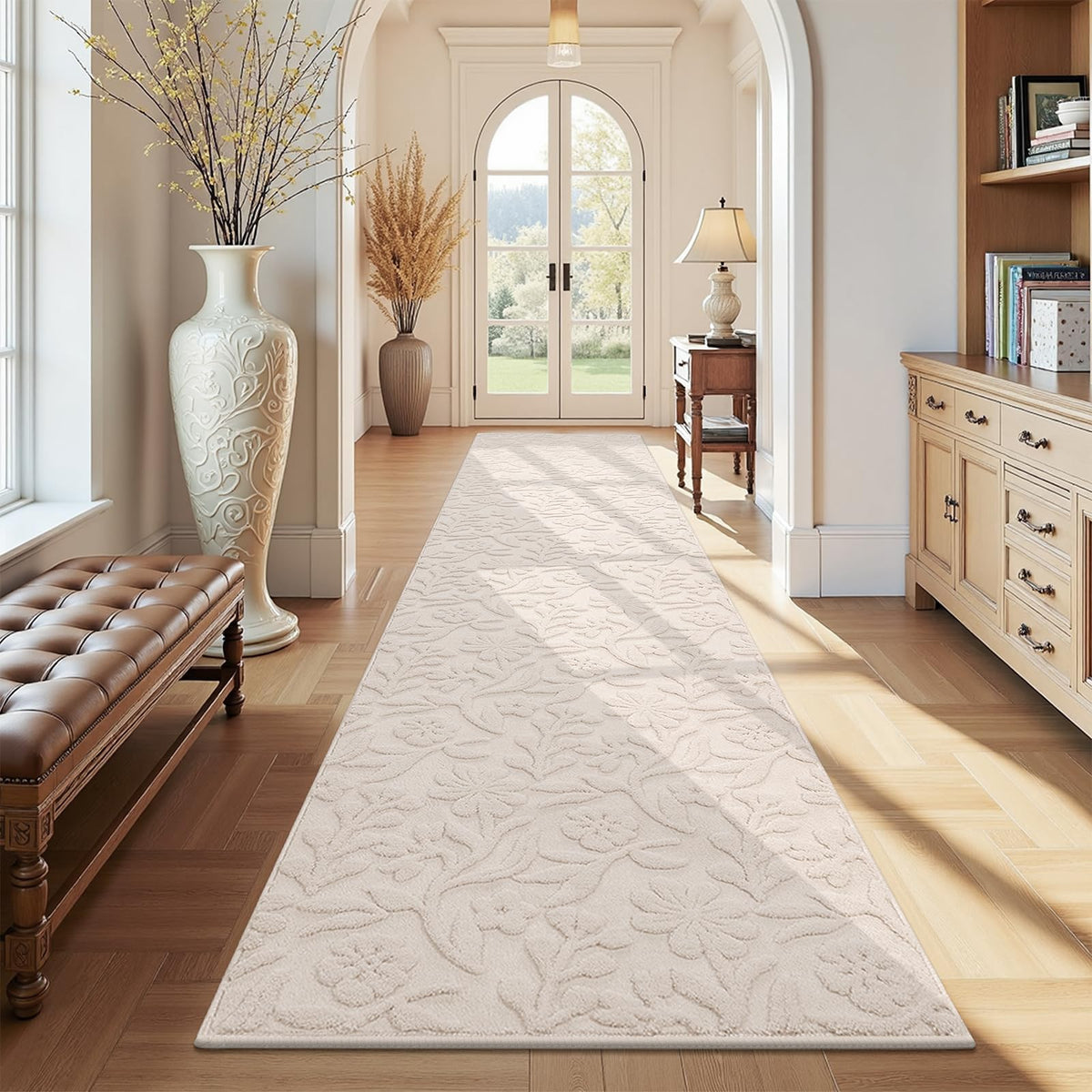 Vaukki 8x10 Area Rug for Living Room, Beige Throw Carpet for Bedroom