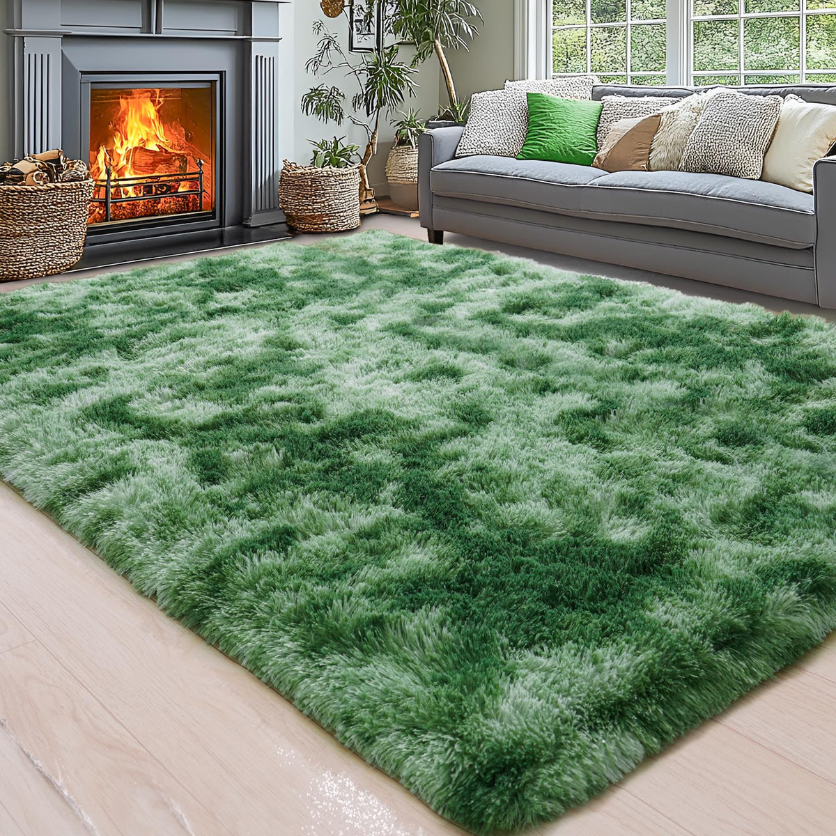 8x10 Area Rugs for Living Room, Cream White Soft Fuzzy Large Shaggy Rug
