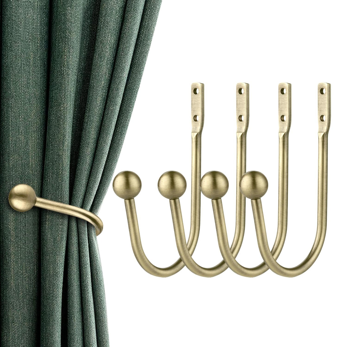 Curtain Holdbacks Tiebacks, 4pcs Curtains Holder Hooks for Home Decor