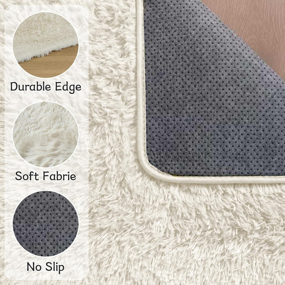 White Fluffy Area Rugs for Bedroom - 5x7 Soft Plush Shag Rug for Living Room Nursery Kids Room - Non Slip Fuzzy Shaggy Floor Carpets for Girls Boys Play Room Dorm Decor,Cream White