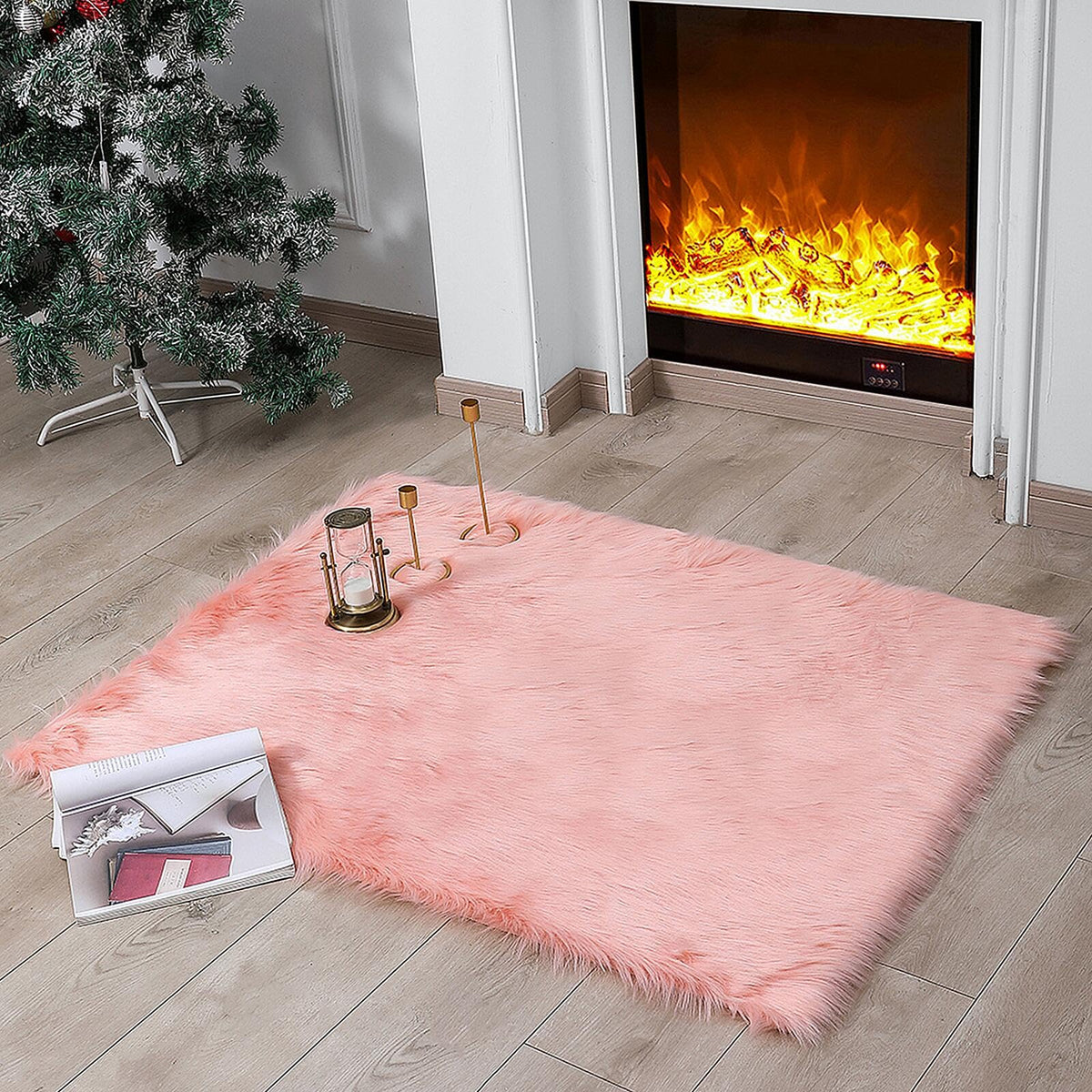 linmopm Faux Fur Sheepskin Fluffy Shag Fuzzy Rug, White, 2x6 ft Runner