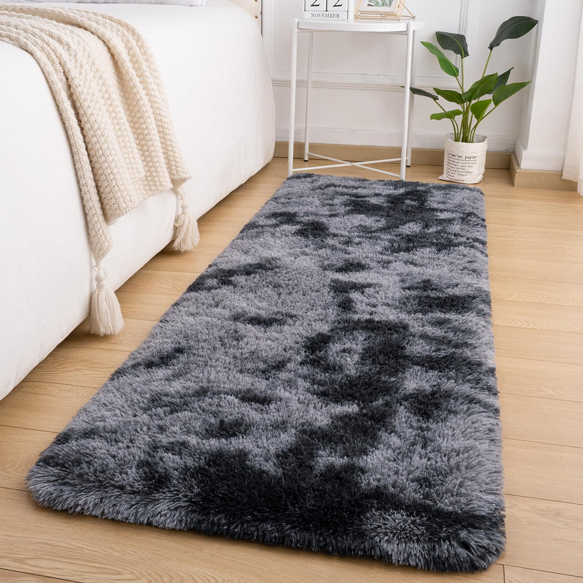 Softlife Dark Purple Area Rug for Bedroom, Fluffy Shag Plush 3x5 Rugs for Living Room Girls, Shaggy Throw Soft Fuzzy Small Kids Carpet for Dorm Bedside Ultra Cozy Non-Slip Indoor Decor