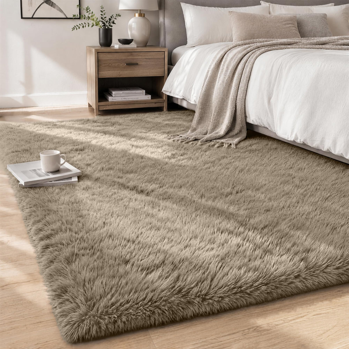 8x10 Area Rugs for Living Room Bedroom,Ultra Soft Fluffy Shag Rug Grey
